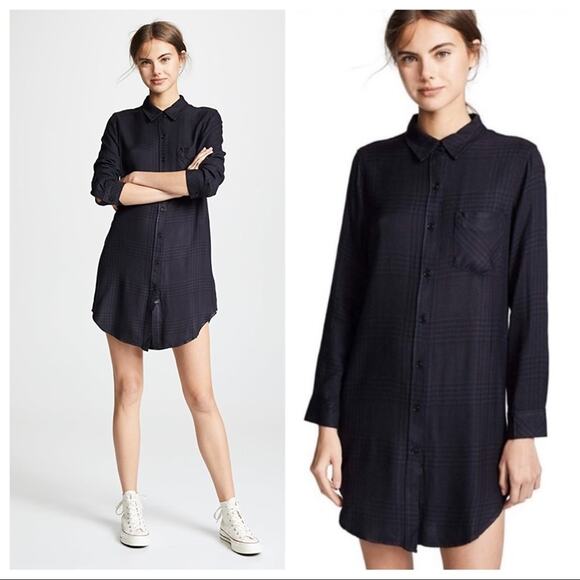 Rails Bianca Shirtdress In Charcoal Shadow Size XS NWT Front Button Long Sleeves - Picture 3 of 13